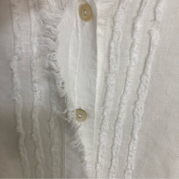 Linen Tunic, White, Long Sleeve, Button up and Cruise Ready by Eileen Fisher - Picture 6 of 11